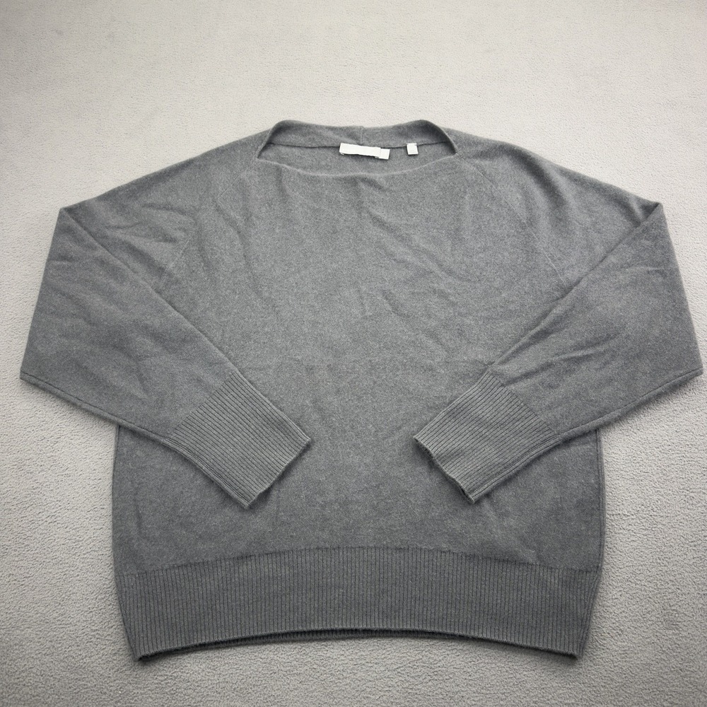 Vince Boat Neck 100% Cashmere Pullover Sweater Womens M Gray Green $345 NWOT